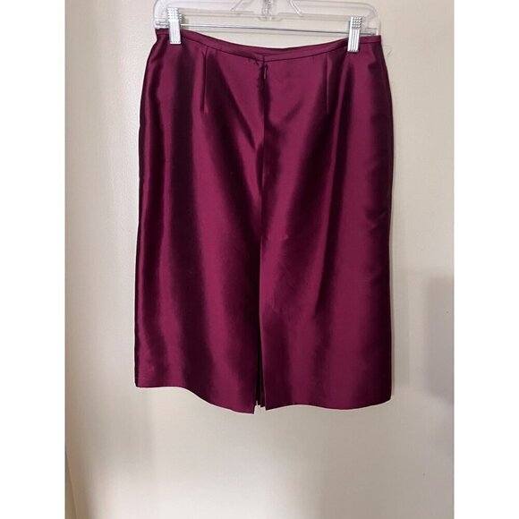 Talbots Petites Womens Size 8 Satin Skirt Red office career business - Picture 3 of 9